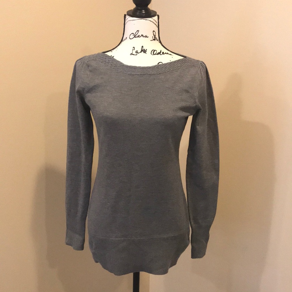 Grey Boat Neck Sweater